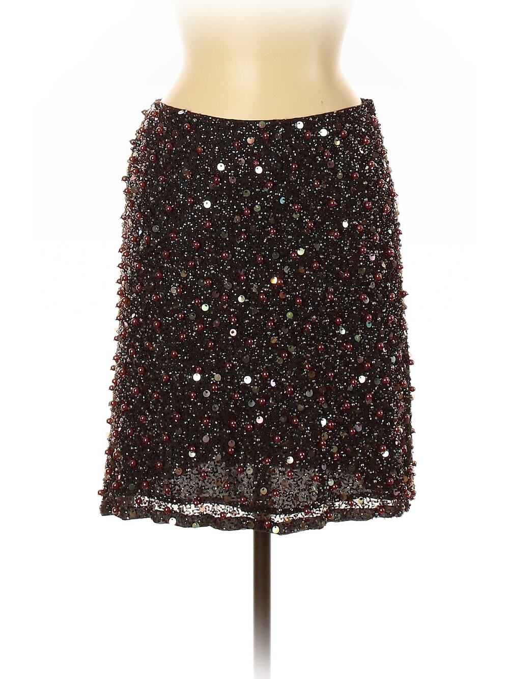 ❤️‍ Vintage 90s Linda Allard Ellen Tracy Silk Beaded Sequin Skirt 6 ~ Maximalist